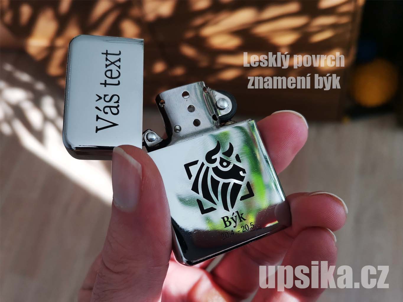 Zapalovač se znamením zvěrokruhu Býk reálná ukázka